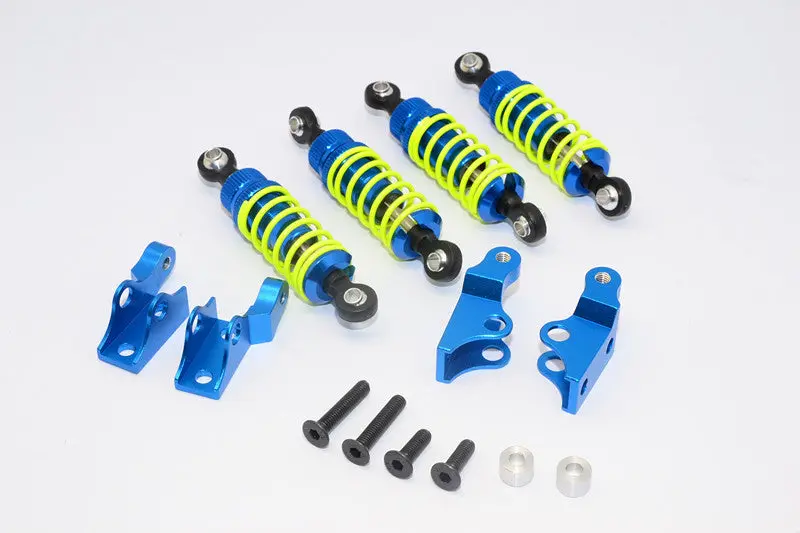 Tamiya Truck Scania R620 Highline Aluminum Rear Adjustable Spring Damper With Mounts & Collars & Screws - 2Prs Set Blue 1
