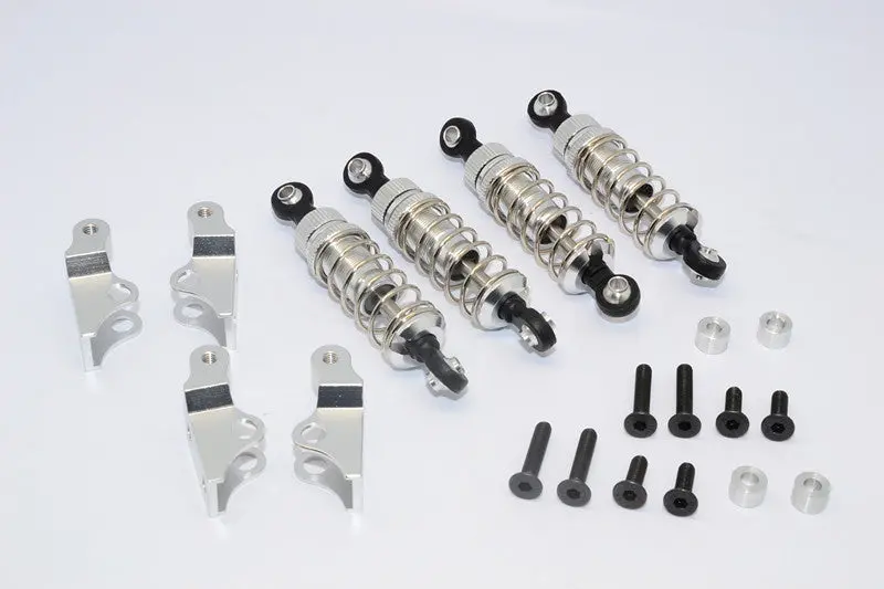 Tamiya Truck Scania R620 Highline Aluminum Rear Adjustable Spring Damper With Mounts & Collars & Screws - 2Prs Set Silver 1