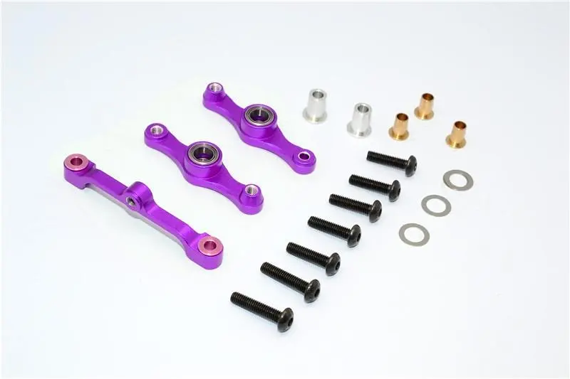 Tamiya Tt-01 Aluminum Steering Assembly With Bearings - 1 Set Purple 1