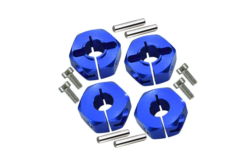 Tamiya Tt-01 Aluminum Wheel Hex Drive Adaptor With Pins & Screws - 4Pcs Set Blue 1