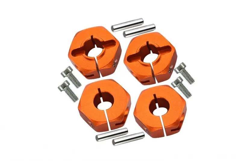 Tamiya Tt-01 Aluminum Wheel Hex Drive Adaptor With Pins & Screws - 4Pcs Set Orange 1