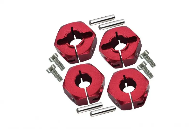 Tamiya Tt-01 Aluminum Wheel Hex Drive Adaptor With Pins & Screws - 4Pcs Set Red 1