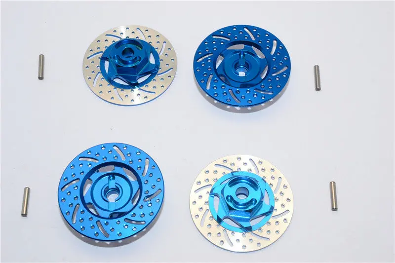 Tamiya Tt-01 & Tt-01D Aluminum Brake Disk Hex Adaptors (12Mm) - 4Pcs Set Blue 1