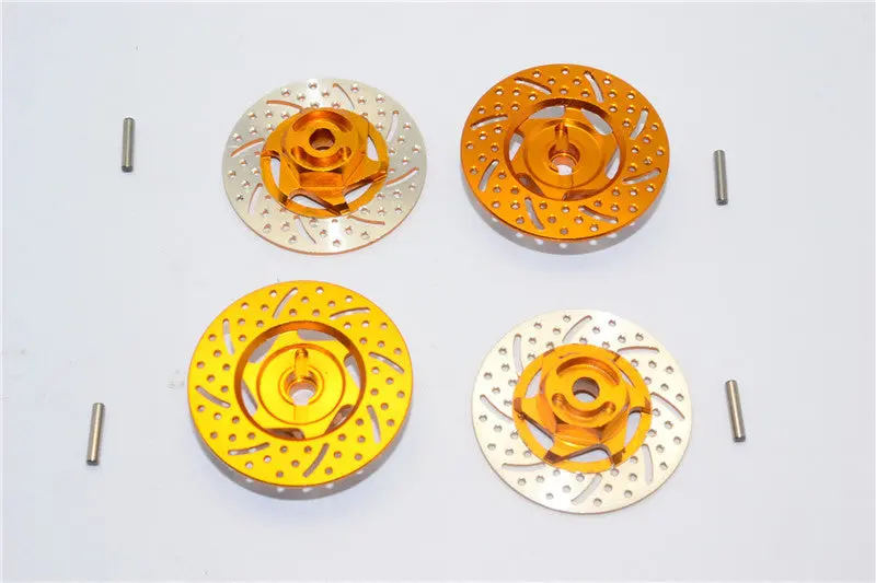 Tamiya Tt-01 & Tt-01D Aluminum Brake Disk Hex Adaptors (12Mm) - 4Pcs Set Gold 1