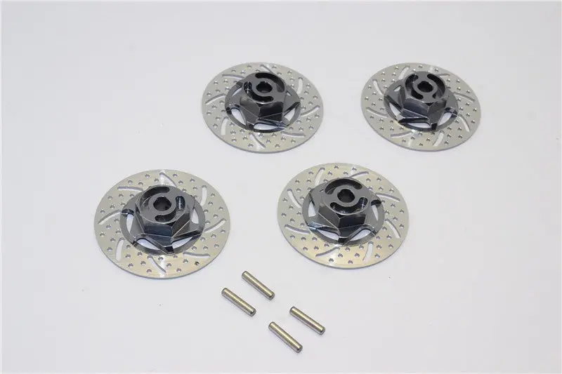 Tamiya Tt-01 & Tt-01D Aluminum Brake Disk Hex Adaptors (12Mm) - 4Pcs Set Gray Silver 1