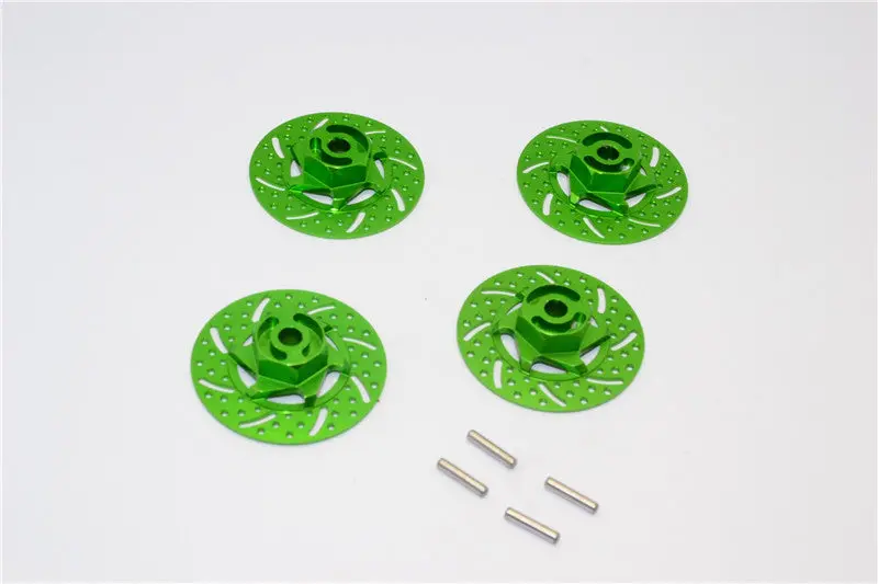 Tamiya Tt-01 & Tt-01D Aluminum Brake Disk Hex Adaptors (12Mm) - 4Pcs Set Green 1