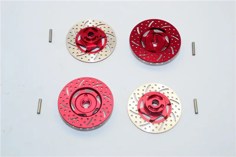 Tamiya Tt-01 & Tt-01D Aluminum Brake Disk Hex Adaptors (12Mm) - 4Pcs Set Red 1