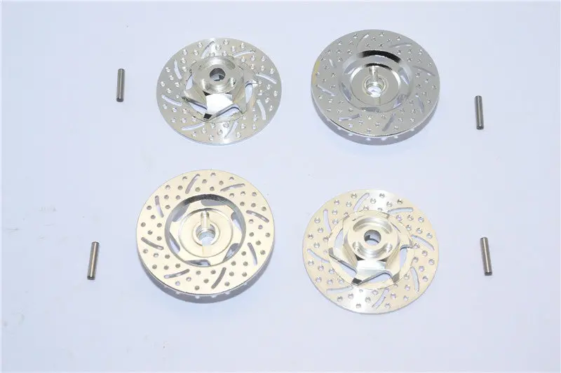 Tamiya Tt-01 & Tt-01D Aluminum Brake Disk Hex Adaptors (12Mm) - 4Pcs Set Silver 1