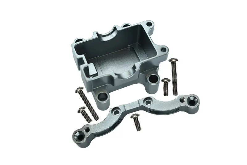 Tamiya Tt-01 / Tt-01D Aluminum Front Damper Plate With Gear Box & Screws - 2Pcs Set Gray Silver 1