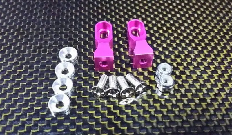 Tamiya Tt-01 & Tt-01D Aluminum Servo Mount With Collars / Lock Nuts / Screws - 1Pr Set Pink 1