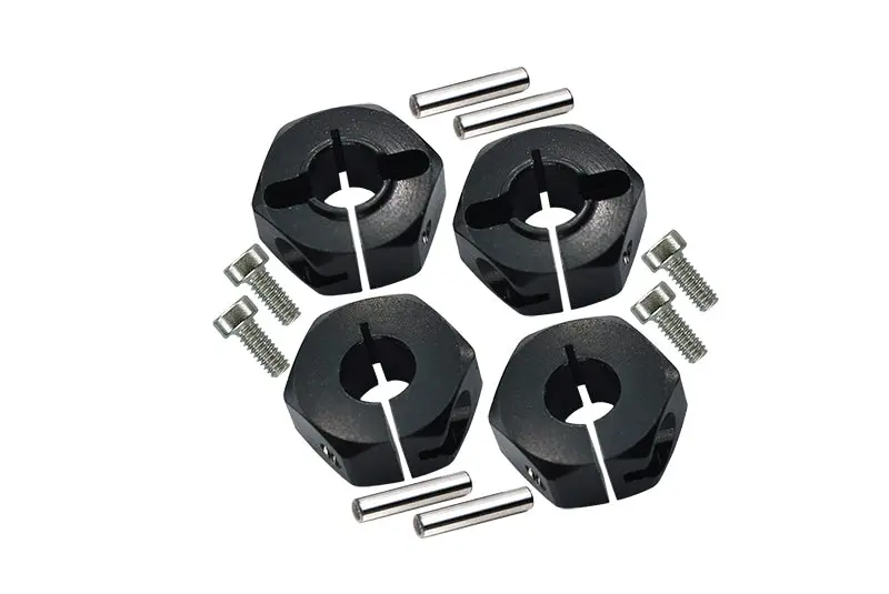 Tamiya Tt-01 & Tt-01D Aluminum Wheel Hex Drive Adaptor With Pins & Screws - 4Pcs Set Black 1