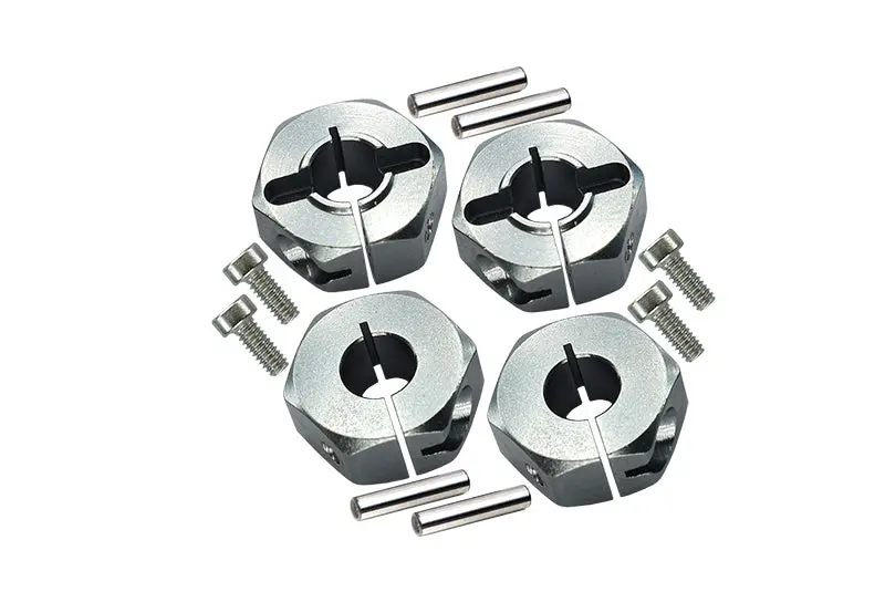 Tamiya Tt-01 & Tt-01D Aluminum Wheel Hex Drive Adaptor With Pins & Screws - 4Pcs Set Gray Silver 1