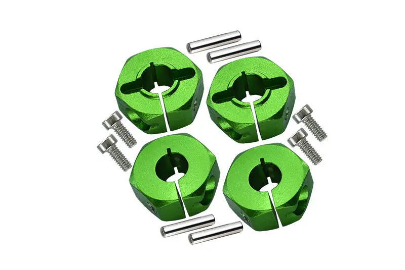 Tamiya Tt-01 & Tt-01D Aluminum Wheel Hex Drive Adaptor With Pins & Screws - 4Pcs Set Green 1