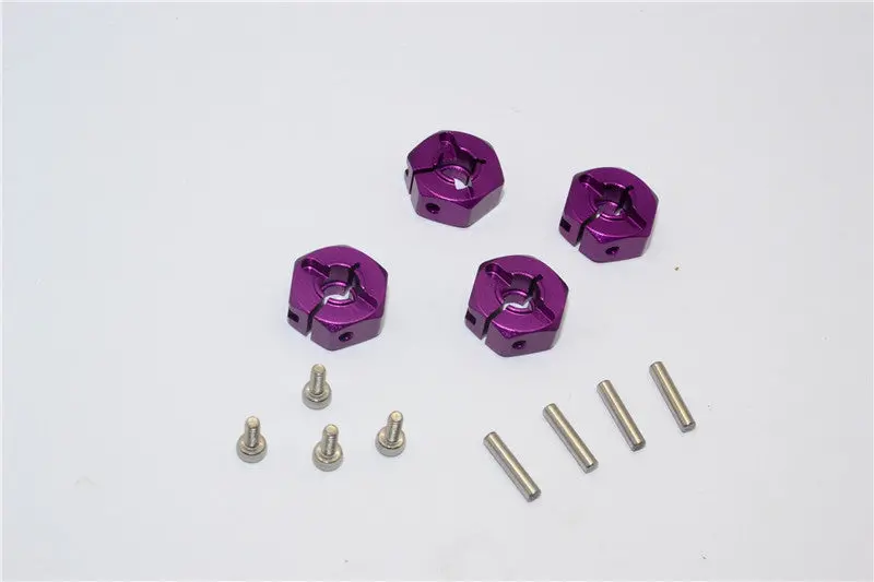 Tamiya Tt-01 & Tt-01D Aluminum Wheel Hex Drive Adaptor With Pins & Screws - 4Pcs Set Purple 1
