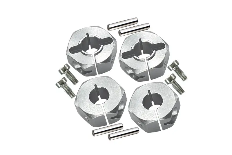 Tamiya Tt-01 & Tt-01D Aluminum Wheel Hex Drive Adaptor With Pins & Screws - 4Pcs Set Silver 1