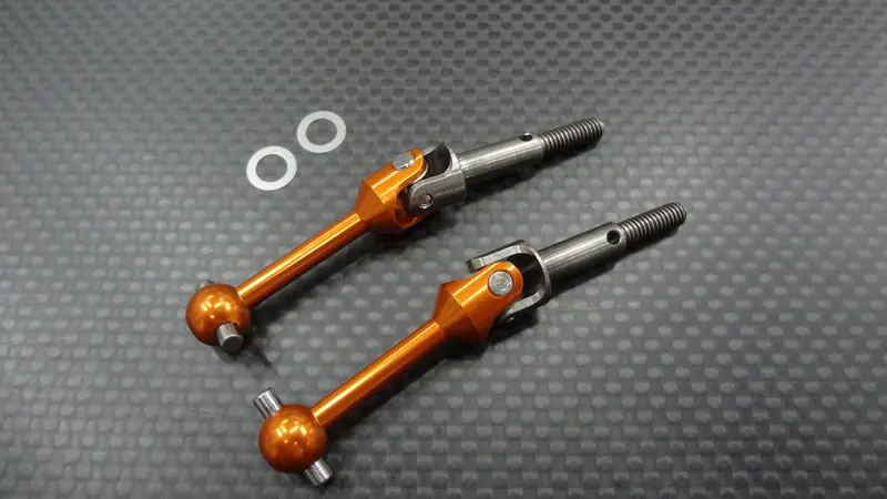 Tamiya Tt-01 / Tt-01D / Tt-02 Titanium + Aluminum-7075 Unviersal Swing Shaft - 1Pr Orange 1