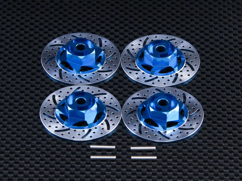 Tamiya Tt-01 & Tt-02 Aluminum Brake Disk Hex Adaptors (12Mm) - 4 Pcs Set Blue 1