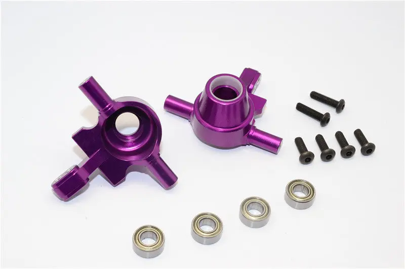 Tamiya Tt-02 Aluminum Front Knuckle Arm With Bearing - 1Pr Set Purple 1