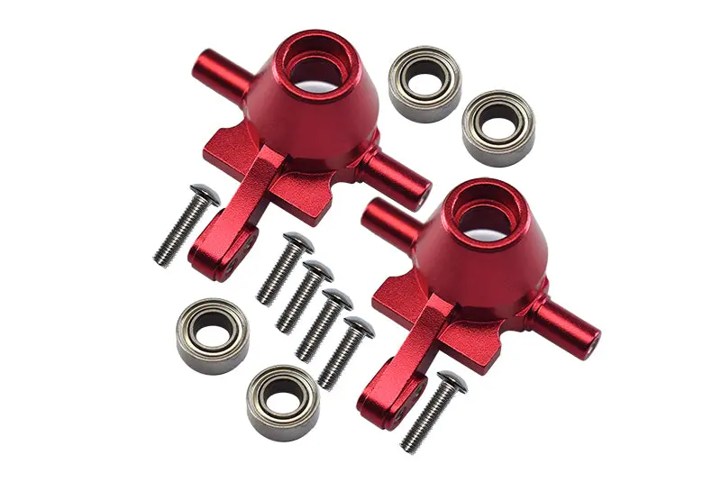 Tamiya Tt-02 Aluminum Front Knuckle Arm With Bearing - 1Pr Set Red 1