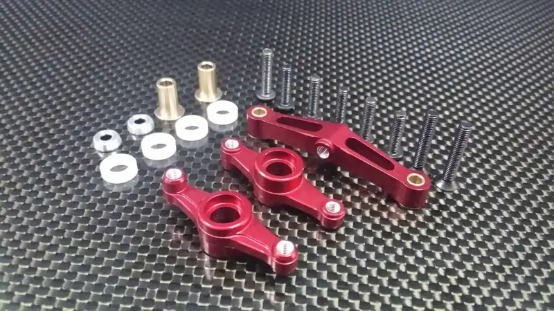Tamiya Tt-02 Aluminum Steering Assembly - 1 Set Red 1
