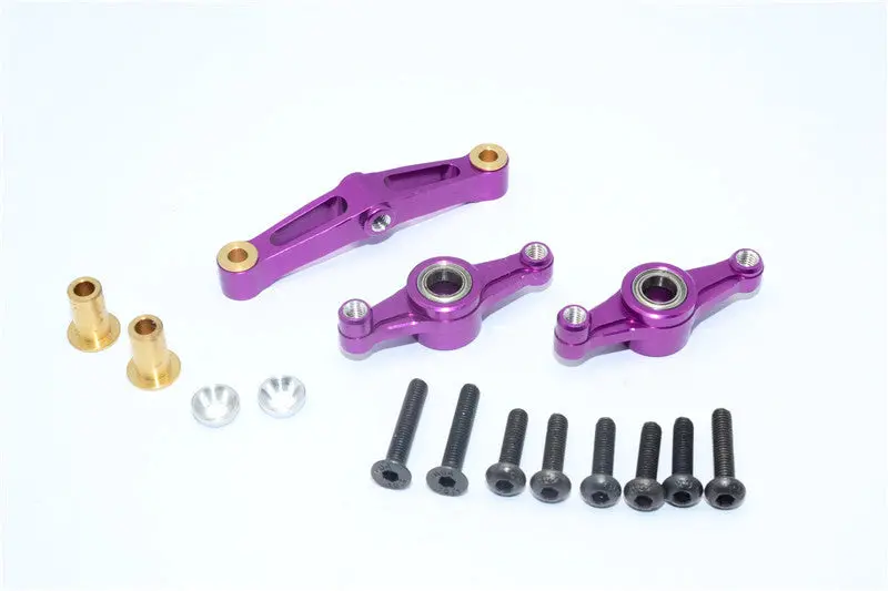 Tamiya Tt-02 Aluminum Steering Assembly With Bearing - 1 Set Purple 1