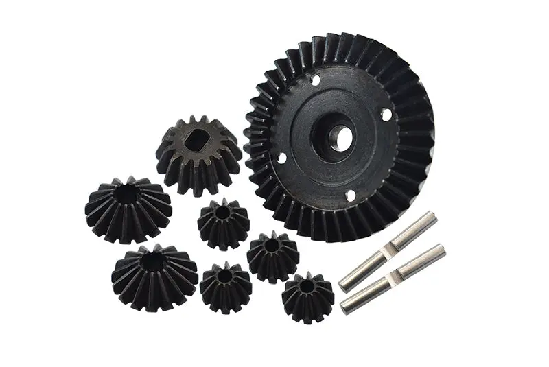 Tamiya Tt-02 & Tt-02B Steel Ring Gear & Bevel Gear - 10Pc Set Black 1