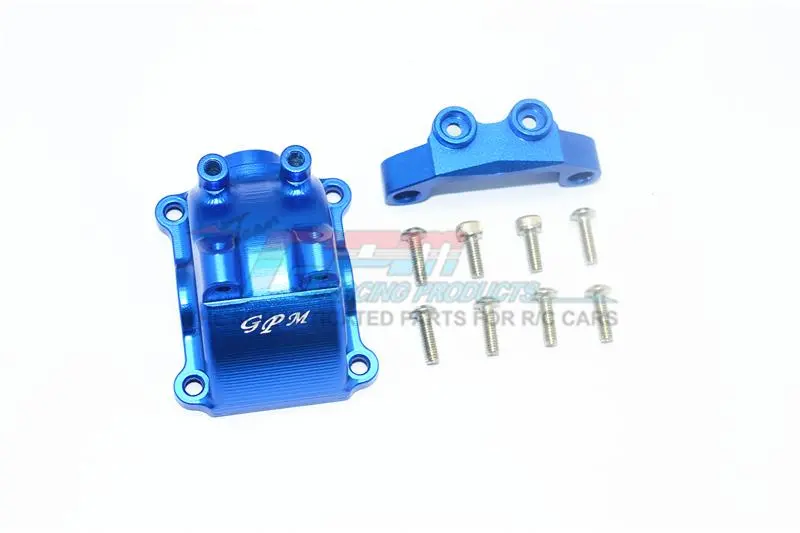 Tamiya Tt-02 / Tt-02T Aluminum Front Or Rear Gearbox Cover + Upper Arm Stabilizer - 1 Set Blue 1
