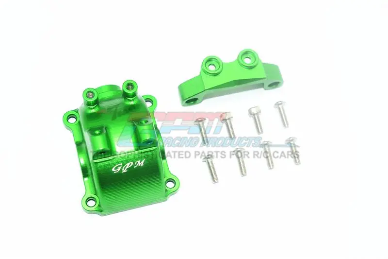 Tamiya Tt-02 / Tt-02T Aluminum Front Or Rear Gearbox Cover + Upper Arm Stabilizer - 1 Set Green 1