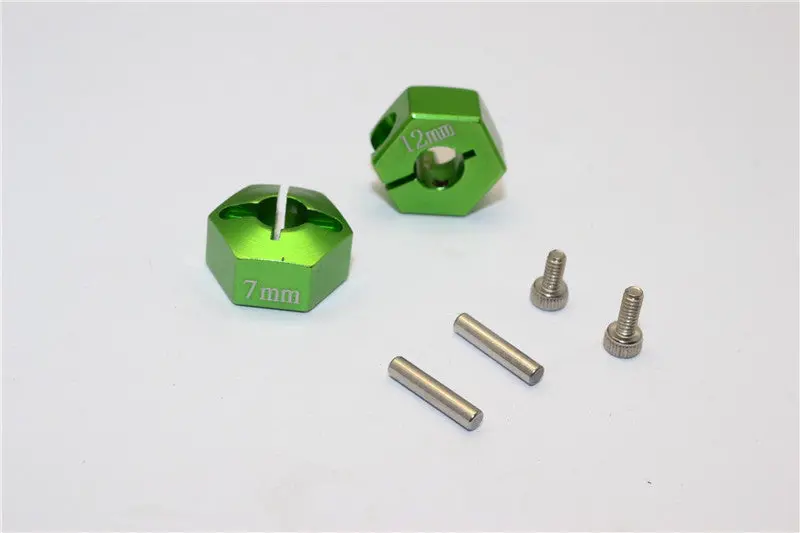 Tamiya Tt02b Aluminum Hex Adapter 12X7mm - 2Pcs Set Green 1