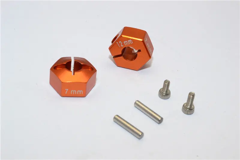 Tamiya Tt02b Aluminum Hex Adapter 12X7mm - 2Pcs Set Orange 1