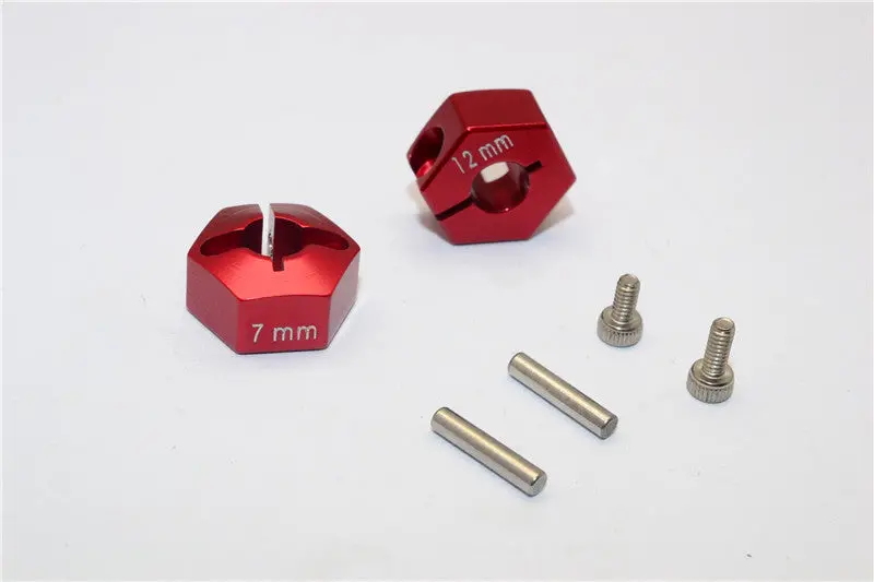 Tamiya Tt02b Aluminum Hex Adapter 12X7mm - 2Pcs Set Red 1