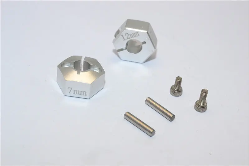 Tamiya Tt02b Aluminum Hex Adapter 12X7mm - 2Pcs Set Silver 1
