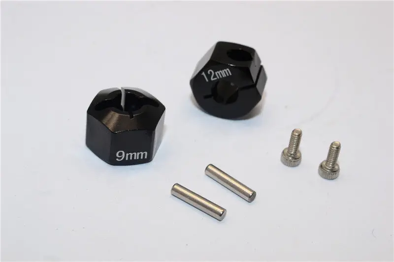 Tamiya Tt02b Aluminum Hex Adapter 12X9mm - 2Pcs Set Black 1