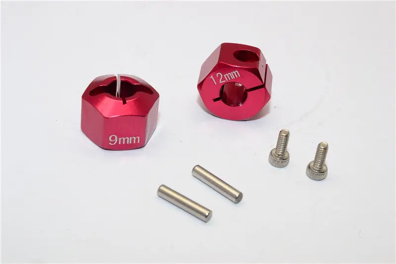 Tamiya Tt02b Aluminum Hex Adapter 12X9mm - 2Pcs Set Red 1