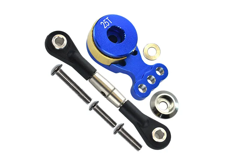 Tamiya Tt02b Aluminum Hi-Torque Servo Saver 25T With Steel Tie Rod - 1 Set Blue 1