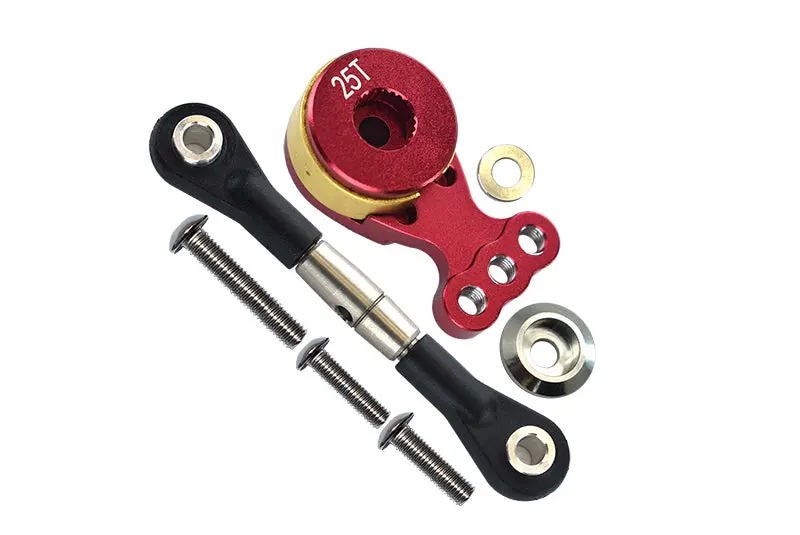 Tamiya Tt02b Aluminum Hi-Torque Servo Saver 25T With Steel Tie Rod - 1 Set Red 1
