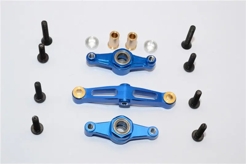 Tamiya Tt02b & Tt02 Aluminum Steering Assembly With Bearing - 1 Set Blue 1