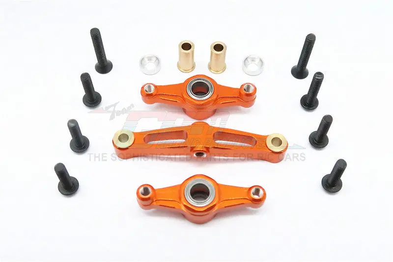 Tamiya Tt02b & Tt02 Aluminum Steering Assembly With Bearing - 1 Set Orange 1