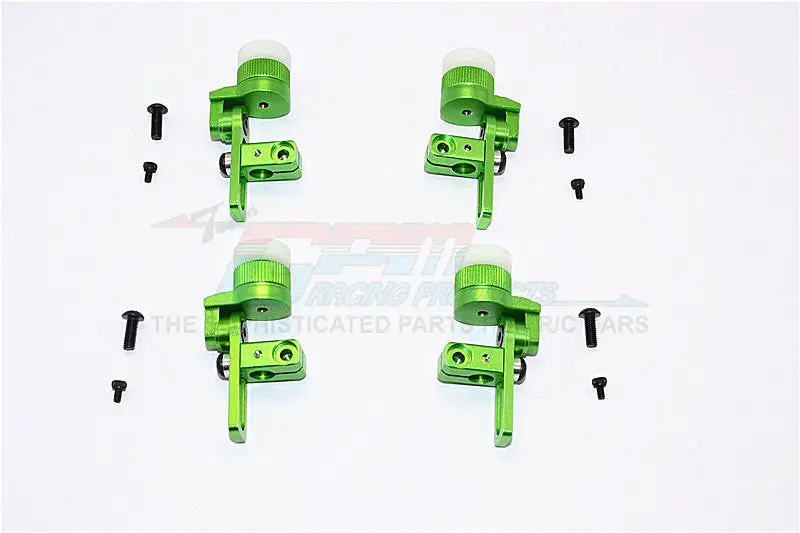 Tamiya Tt02t Aluminum Front & Rear Body Post Mount With 12Mm Magnet - 4Pcs Set Green 1