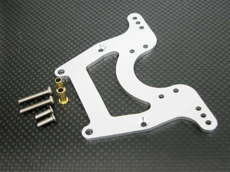 Tamiya Wild Dagger Aluminum Front/Rear Damper Mount With Collars & Screws - 1Pc Set Silver 1