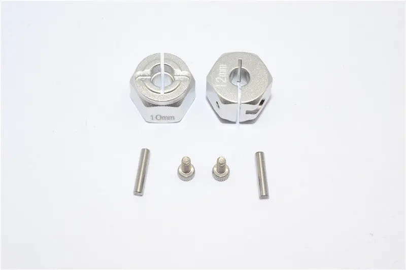 Tamiya Wild Willy 2 Aluminum Hex Adapter (12X10mm) - 2Pcs Set Silver 1