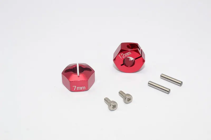 Tamiya Wild Willy 2 Aluminum Hex Adapter (12X7mm) - 2Pcs Set Red 1