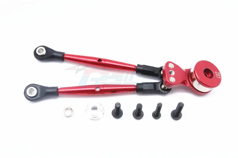 Tamiya Wild Willy 2 Aluminum Hi-Torque Servo Saver 25T With Aluminum Tie Rod - 1Set Red 1