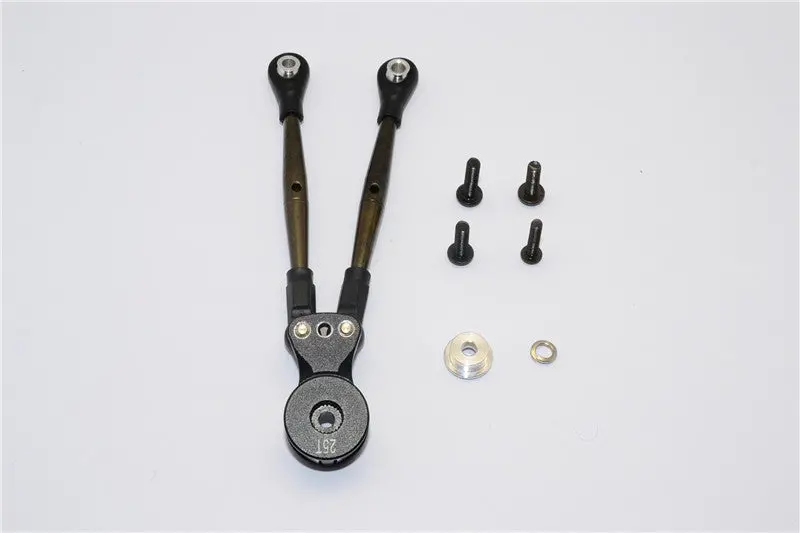 Tamiya Wild Willy 2 Aluminum Hi-Torque Servo Saver 25T With Steel Tie Rod - 1 Set Black 1