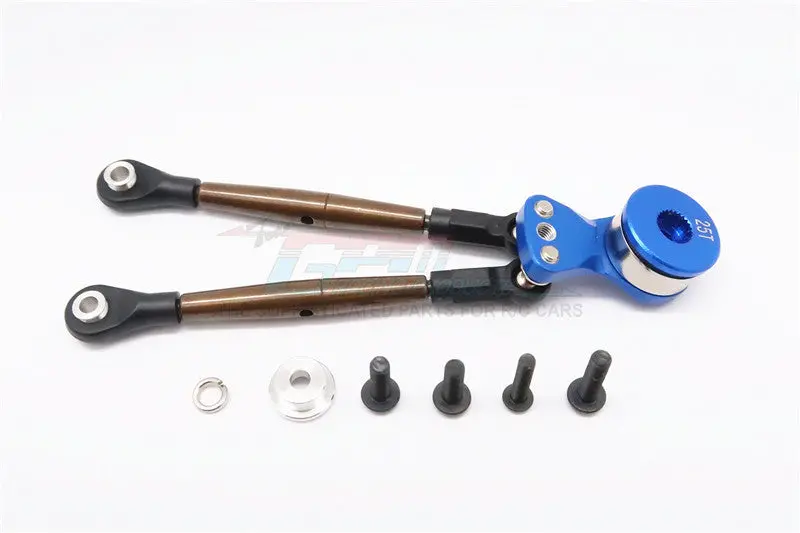 Tamiya Wild Willy 2 Aluminum Hi-Torque Servo Saver 25T With Steel Tie Rod - 1Set Blue 1