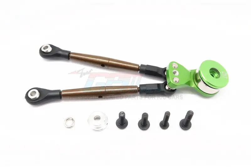 Tamiya Wild Willy 2 Aluminum Hi-Torque Servo Saver 25T With Steel Tie Rod - 1Set Green 1