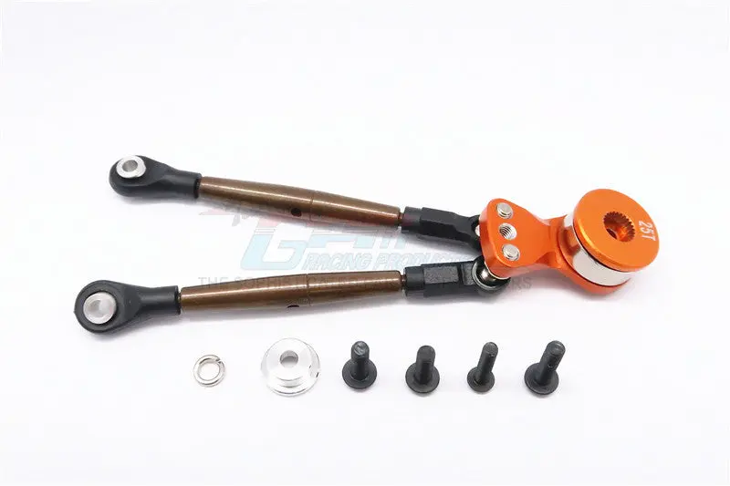 Tamiya Wild Willy 2 Aluminum Hi-Torque Servo Saver 25T With Steel Tie Rod - 1Set Orange 1