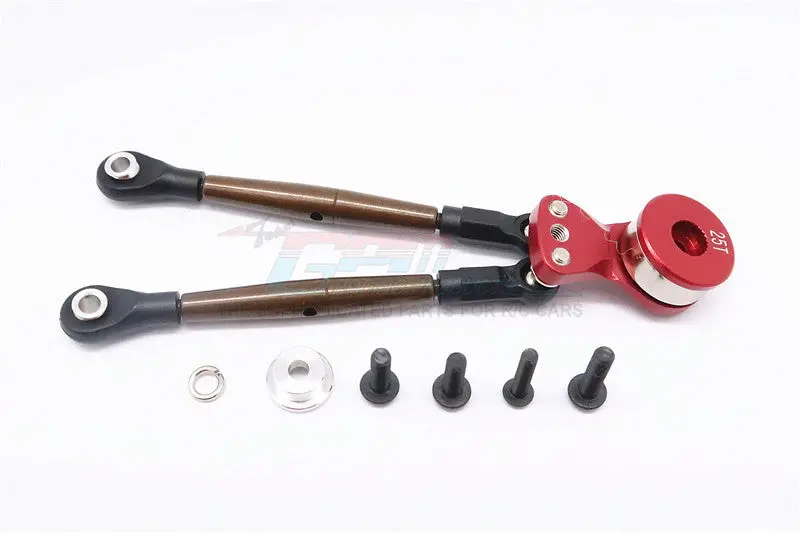 Tamiya Wild Willy 2 Aluminum Hi-Torque Servo Saver 25T With Steel Tie Rod - 1Set Red 1