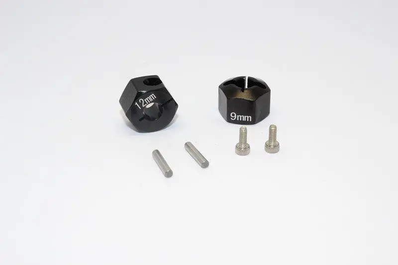 Tamiya Wild Willy 2 Aluminumhex Adapter (12X9mm) - 2Pcs Set Black 1