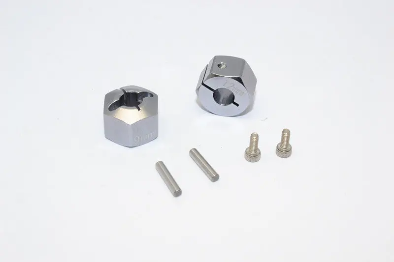 Tamiya Wild Willy 2 Aluminumhex Adapter (12X9mm) - 2Pcs Set Gray Silver 1